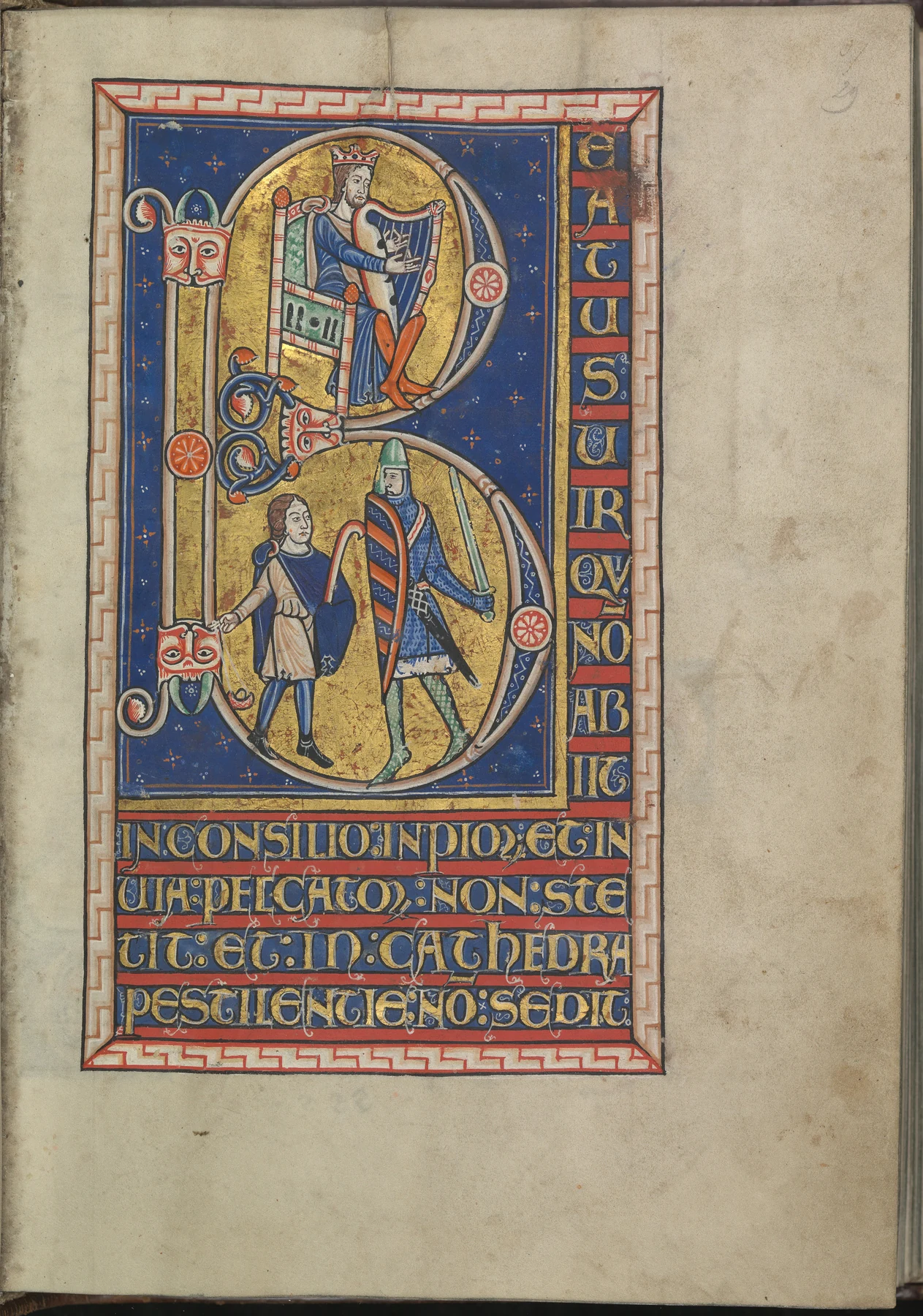 King David playing the harp, from the Psalter of Eleanor of Aquitaine (c. 1185)
